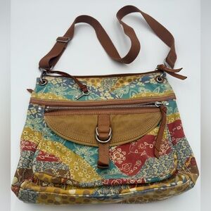 Vintage Fossil Maddox Florals Canvas Hobo Purse - Excellent!
